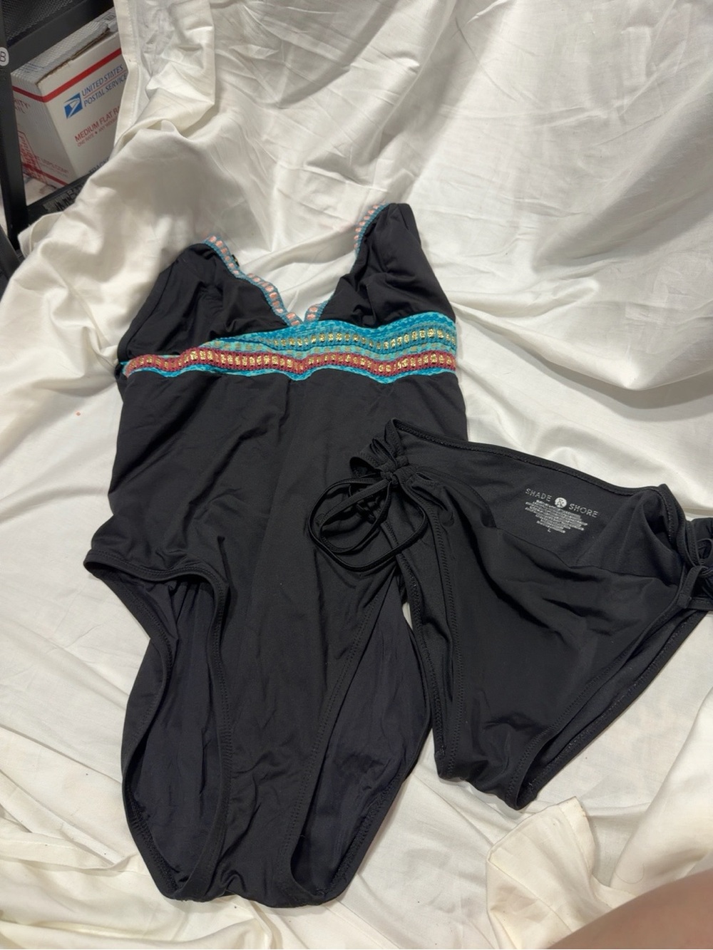 LA Blanca one piece and shade and show bikini bottom